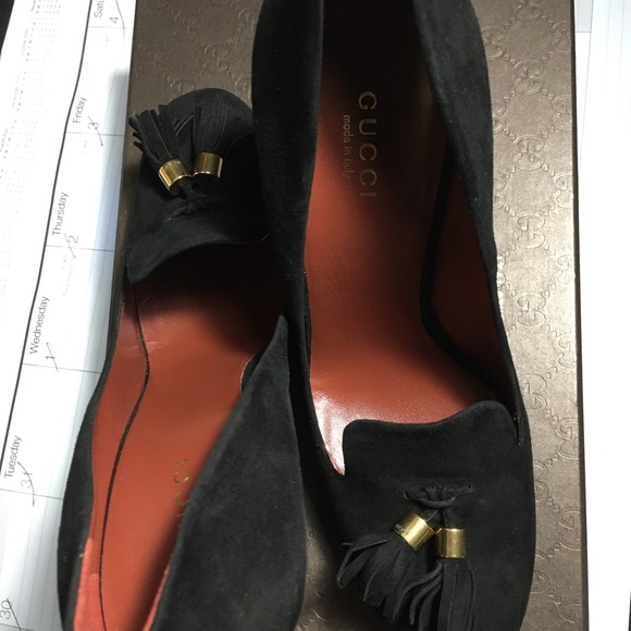 BNIB-Gucci Black Suede Leather Loafer Heels - Picture 5 of 8
